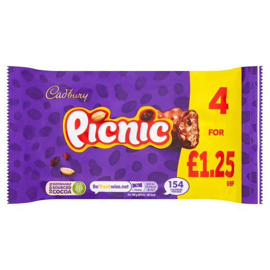 Cadbury Picnic 4 x 32g (128g) 4pk × 10 × 1