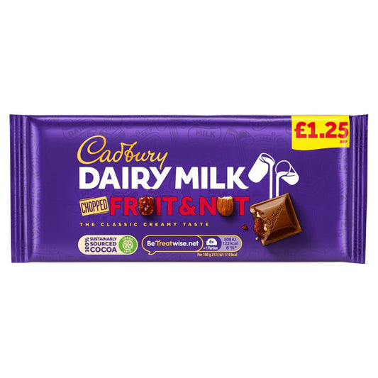Cadbury Dairy Milk Fruit and Nut Chocolate Bar 95g × 22 × 1